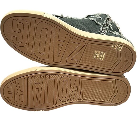 Zadig and Voltaire High Flash Canvas Boomerang Black High Top Sneakers| Size 9 - Picture 8 of 12